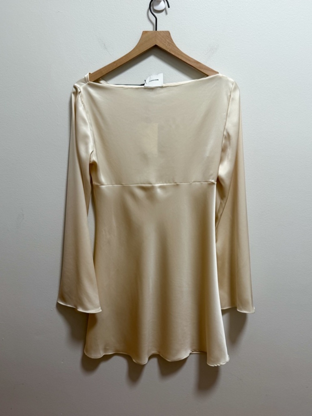 Reformation pike cream satin dress long sleeve silky mini elegant chic party NWT - Picture 6 of 8